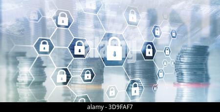 Cybersecurity concept. Data protection universal background. Stock Photo