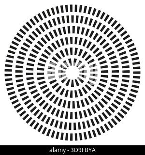 Abstract radial pattern. Concentric dash lines. Geometric element Vector. Minimalist modern texture. EPS 10. Stock Vector