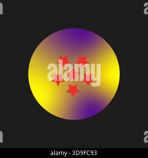 Seven star number. Gradient circle element. Yellow purple Vector. Dark background shape. EPS 10. Stock Vector