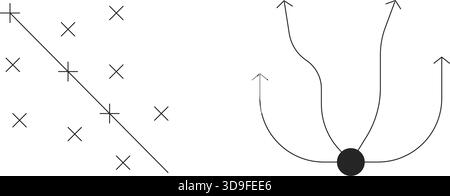Scatter plot and flow diagram 2D line objects set Stock Vector