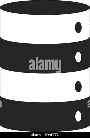 Cylindrical server with indicator lights 2D line object Stock Vector