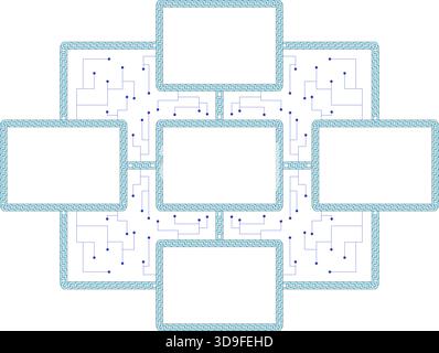 Blank blockchain network with digital connections 2D cartoon object Stock Vector