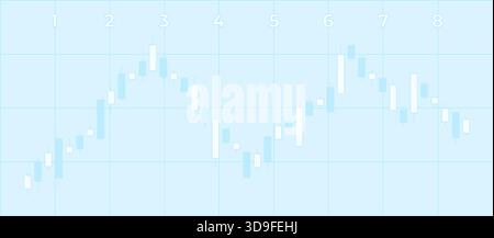 Light blue stock market candlestick chart 2D cartoon object Stock Vector