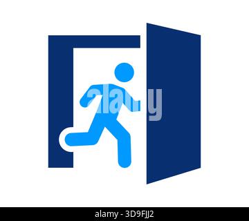 Emergency exit icon. Vector illustration isolated on white. Stock Vector