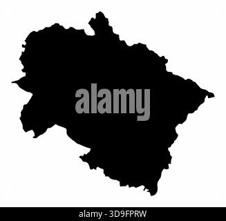 Uttarakhand silhouette map isolated on white background, India Stock Vector
