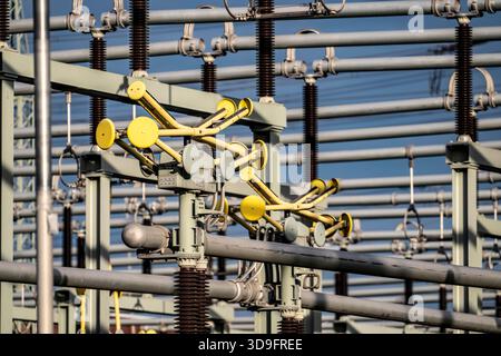 Substation at the STEAG coal-fired power station in Duisburg-Walsum, North Rhine-Westphalia, Germany Stock Photo