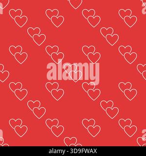 Hearts vector memory concept linear seamless pattern Stock Vector