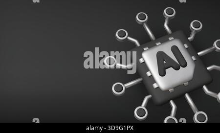 3d Vector AI Chip, AI in science and business, Technology and engineering concept Stock Vector
