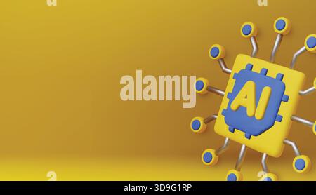 3d Vector AI Chip, AI in science and business, Technology and engineering concept Stock Vector