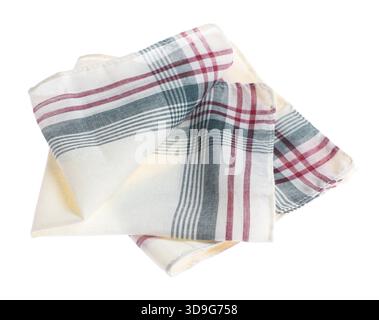 Folded handkerchiefs isolated on white. Stylish accessory Stock Photo