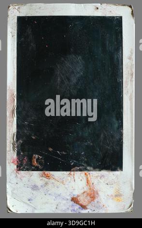 Vintage,grungy empty photo frame, vintage photo print isolated on green background for easy selection with free space for pictures. Isolated Stock Photo