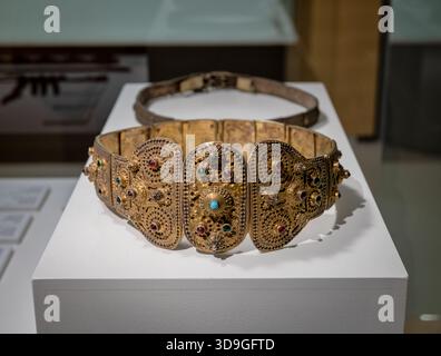 Women's belt. Jewelry used in the Middle Ages by Azerbaijani women. Stock Photo