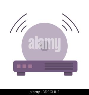 CD player icon. Disk playing Vector. Wireless signal element. Purple electronic device. Stock Vector