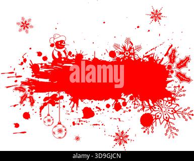 Classic Blue. Color of the Year 2020 pantone. Merry Christmas and Happy New Year Grunge Frame with snowflakes, baubles and snowman. isolated vector il Stock Vector