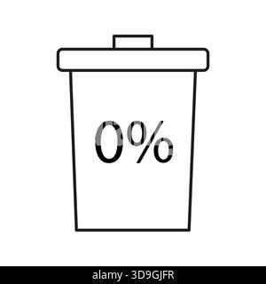 Trash can progress. Zero percent illustration. Data value symbol. Vector waste graphic. Stock Vector
