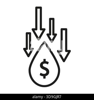Price drop icon. Cost reduction symbol. Oil value Vector. Cheap fuel. Stock Vector