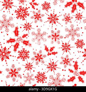 Christmas seamless background with snowflake, mistletoe, element for design, vector illustration Stock Vector