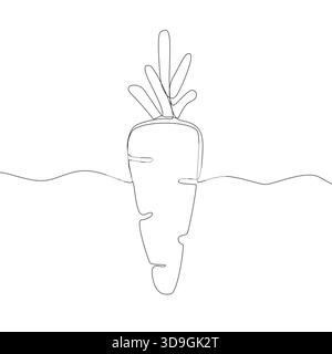 Carrot vegetable icon. Continuous line art. Healthy food concept Vector. Garden plant illustration. Stock Vector