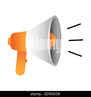 Megaphone announcement illustration. Loudspeaker marketing promotion. Vector sound icon. Voice communication symbol. Stock Vector