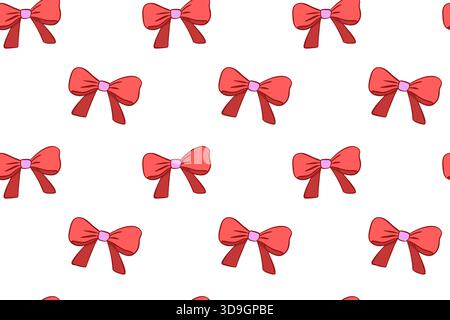 Seamless pattern with handmade bows. Aesthetic, elegant, pink decor. A trendy element for Valentine's Day and wedding invitations, Christmas cards, an Stock Vector