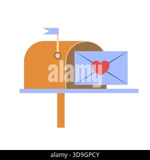 Mailbox with a letter. Outdoor mailbox for receiving letters. Minimalistic flat illustration. Stock Vector