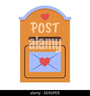 Postbox. mailbox street post container for receiving mail letters. Minimalistic flat illustration. Stock Vector