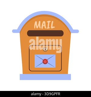 Mailbox with a rounded top. An outdoor mailbox for receiving letters. Minimalistic flat illustration. Stock Vector