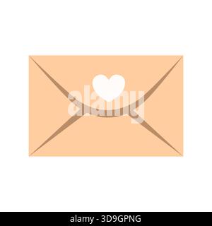 Beige envelope with a heart. Flat style letter illustration. Stock Vector
