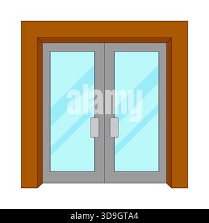 Modern Glass Double Door Illustration. Perfect for architectural projects, real estate presentations, interior design concepts, construction materials Stock Vector