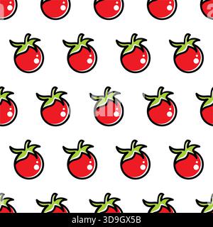 Tomato seamless pattern background vector. tomatoes wallpaper Stock Vector