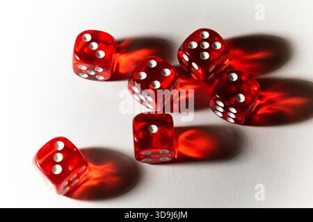red dice on a white background, close up Stock Photo
