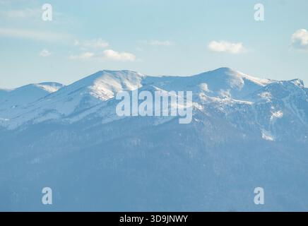 Majestic mountain peaks of Bjelašnica and Prenj in Bosnia and Herzegovina, showcasing dramatic ridges and pristine alpine scenery of the Dinaric Alps. Stock Photo