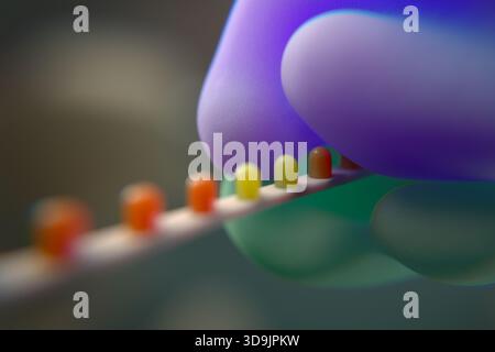 Illustration of a ribosome translating messenger ribonucleic acid (mRNA ...