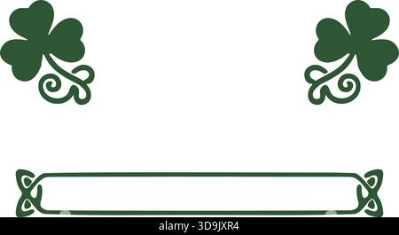 A small rectangular label with shamrock corners and a thin border for notes or names. Stock Vector