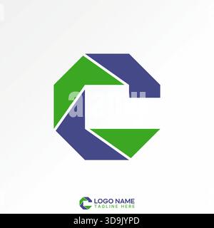 Initial C on hexagon cutting like capture camera production photograph studio logo design graphic concept creative premium vector stock image top sell Stock Vector