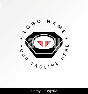 Initial T font on triangle 3D hexagon automotive sport engineer trigon brand logo design graphic concept creative premium vector stock image top sell Stock Vector