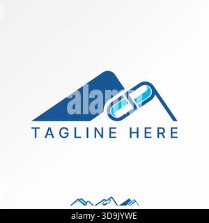 Capsule and mountain spring peak park healthcare medical pill natural omega logo design graphic concept creative premium vector stock image top sell Stock Vector