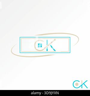 Letter CK font with up arrow fast and home window on swoosh ellipse direction logo design graphic concept creative premium vector stock image top sell Stock Vector