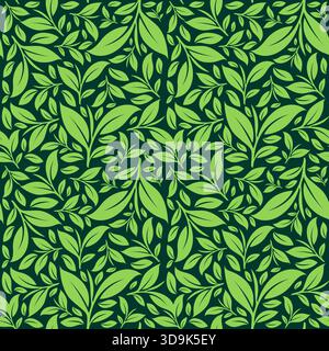 Minimalist green leaf seamless pattern. floral leaf background. Tropical floral leaf pattern vector Stock Vector