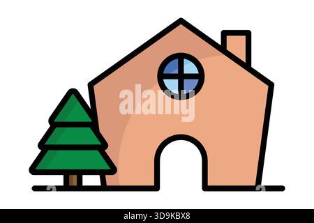 Gingerbread house icon. colored icon style. icon related to christmas. food elements vector illustration Stock Vector