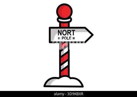 North pole sign. colored icon style. icon related to christmas. holiday elements vector illustration Stock Vector