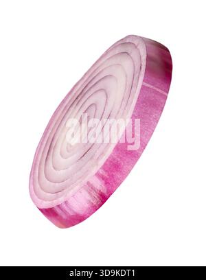 Spanish onion or red onion slice is isolated on white background with clipping path. Stock Photo