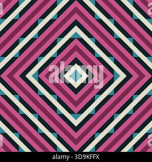 Hypnotic diamond shapes, optical illusion, seamless geometric vector pattern . Bold abstract design background, fabric, wallpaper, cover design Stock Vector
