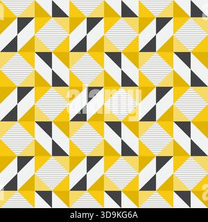 Geometric quilt blocks design, seamless repeating vector pattern, Abstract simple geometric background for fabric, textile design or interior decorati Stock Vector