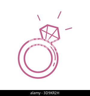 Hand-Drawn Doodle Diamond Ring Icon for Wedding and Love Designs Stock Vector