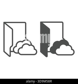 Cloud folder line and solid icon, windows pack concept. Vector graphics. Folder with cloud storage, remote data sign on white background, outline styl Stock Vector
