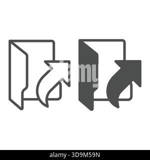 Folder with shortcut line and solid icon, windows pack concept. Vector graphics. Up arrow linked folder sign on white background, outline style icon f Stock Vector