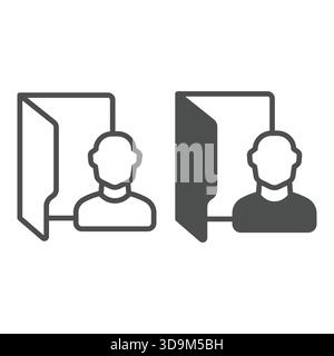User folder line and solid icon, windows pack concept. Vector graphics. Folder and man avatar, personal data sign on white background, outline style i Stock Vector