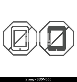 Turn off your phone line and solid icon, city museum concept. Vector graphics. Smartphone call forbidden sign on white background, outline style icon Stock Vector