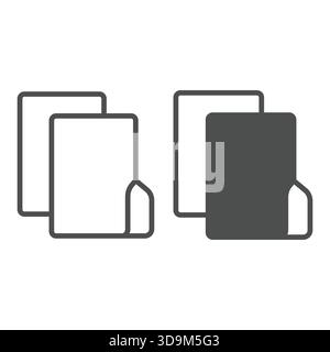 Two folders moving line and solid icon, windows pack concept. Vector graphics. Drag and drop folder, copy sign on white background, outline style icon Stock Vector